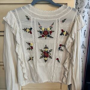 FREE PEOPLE AMY EMBROIDERED BLOUSE